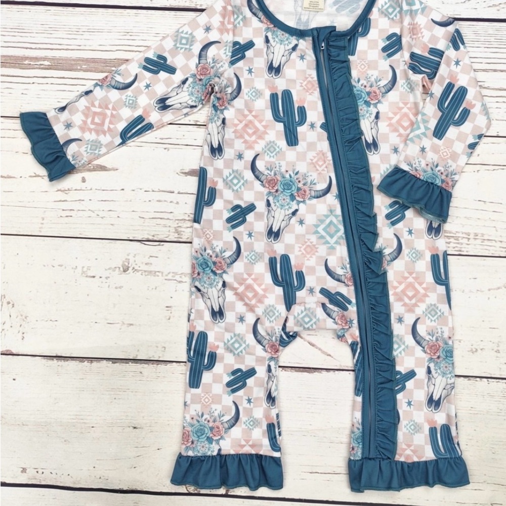 Cactus and Bull Skull Baby Romper